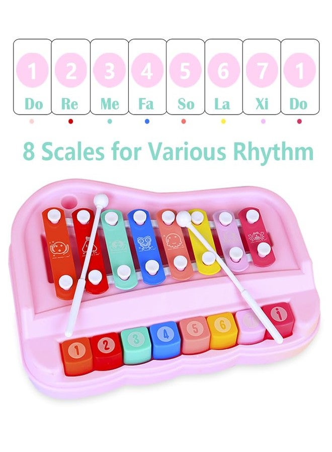Liyujuping 2 in 1 Piano Xylophone for Toddlers ,8 Multicolored Cause and Effect Toys Baby Xylophone,Musical Instrument Toy Piano for Toddlers (Blue) - Image 4